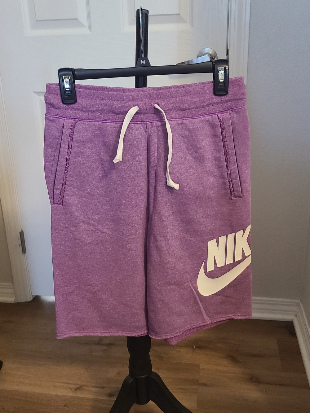 Nike Purple Fleece Drawstring Kids Shorts with White Logo